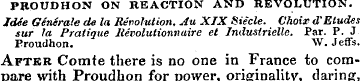 PROUDHON ON REACTION AND REVOLUTION. Ide...