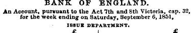 BANK OF ENGLAND. An Account, pursuant to...