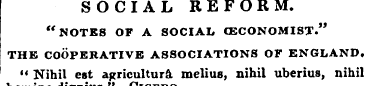SOCIAL REFORM. "notes of a social cecono...