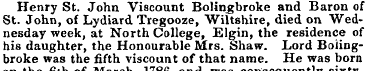 Henry St. John Viscount Bolingbroke and ...