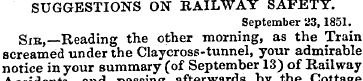 SUGGESTIONS ON RAILWAY SAFETY. September...