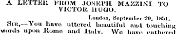 A LETTER FROM JOSKPII MAZZINI TO VICTOR ...