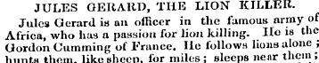 JULES GERARD, THE LION KILLER. Jules Ger...