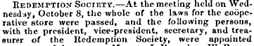Redemption Society.—At the meeting held ...