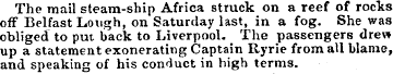 The mail steam-ship Africa struck on a r...