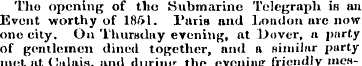 The opening of the Submarine Telegraph i...