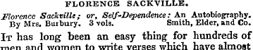 FLORENCE SACKVILLK. Florence Sackville; ...