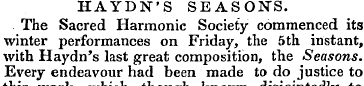 HAYDN'S SEASONS. The Sacred Harmonic Soc...
