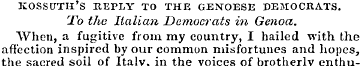 KOSSUTH'S REPLY TO THE GENOESE DEMOCRATS...