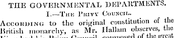 THE GOVERNMENTAL DEPARTMENTS. I.—Thk Pit...