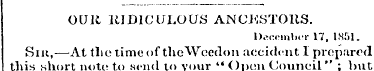 OUlt RIDICULOUS ANCESTORS. December 17, ...