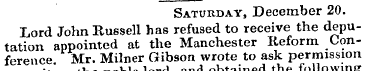 Saturday, December 20. Lord John Russell...