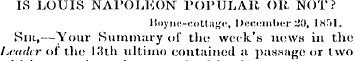 IS LOUIS NAl'OLKON POPULAR OR NOT? J5oyi...