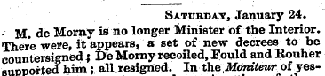 Saturday, January 24. - M. de Morny is n...