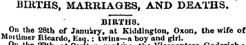 BIRTHS, MARRIAGES, AND DEATHS. BIRTHS. O...