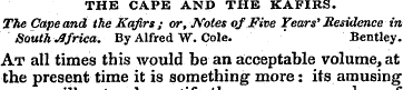 THE CAPE AND THE KAFIRS. The Cape and th...