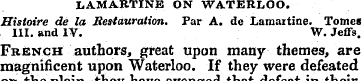 LAMARTINE ON WATERLOO. Hisloire de la Re...
