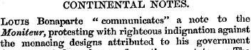 CONTINENTAL NOTES. Lotris Bonaparte " co...