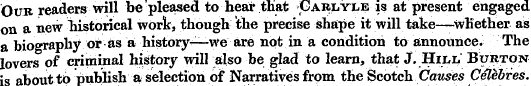 Our readers will be pleased to hear that...