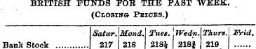 BRITISH FUNDS FOE THE PAST WEEK. (Closin...