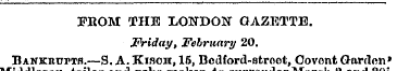 FKOM THE LONDON GAZETTE. Friday, Februar...