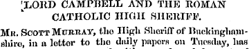 'LOUD CAMPBELL AND THE ROMAN CATHOLIC HI...