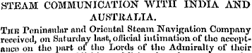 STEAM COMMUNICATION WITH INDIA AND AUSTR...