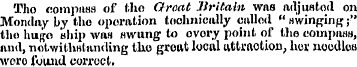 Tho compass of tho Groat Britain was adj...
