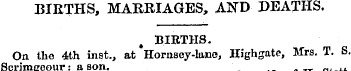 BIRTHS, MARRIAGES, AND DEATHS. BIRTHS. O...