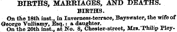BIRTHS, MARRIAGES, AND DEATHS. BIRTHS. O...