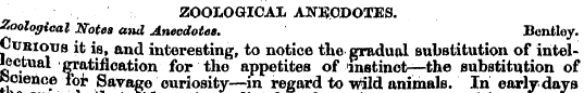 ZOOLOGICAL ANECDOTES. Zoological Notes a...