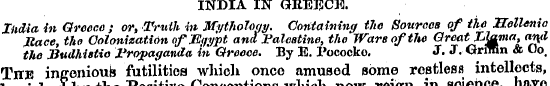 INDIA IN GREECE. India in Greece; or, Tr...
