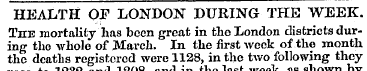 HEALTH OF LONDON DURING THE WEEK. The mo...