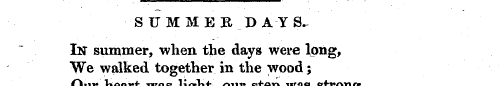 SUMMEBDAYS. In summer, when the days wer...