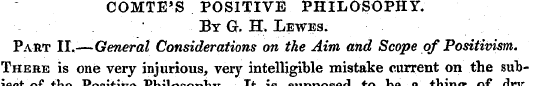 COMTE'S POSITIVE PHILOSOPHY. By G. H. Le...