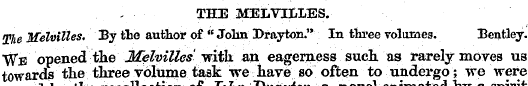 THE MELVILLES. The Melvilles. By the aut...