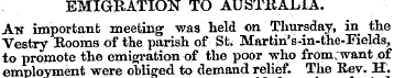 EMIGRATION TO AUSTRALIA. An important me...