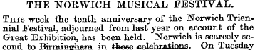THE NORWICH MUSICAL FESTIVAL. This week ...
