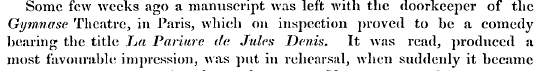 Some few weeks ago a manuscript was left...