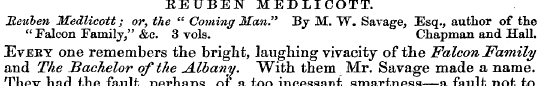 REUBEN MEDIICOTT. Beuhen Medlicott; or, ...