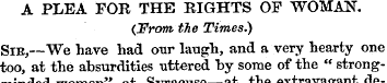 A PLEA FOR THE RIGHTS OF WOMAN. (Front t...