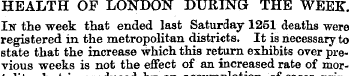 HEALTH OF LONDON DURING THE WEEK Is the ...