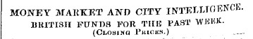 MONEY MARKET AND CITY INTELLIGENCE. Blil...