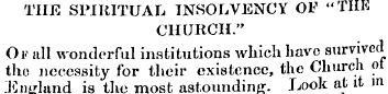 THE SPIRITUAL INSOLVENCY OF "THfc CHURCH...