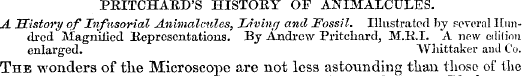 PEITCHAED'S HISTORY OF ANIMALCULES. A. H...