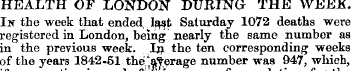 HEALTH OF LONDON DUBTNG THE WEEK. Is the...