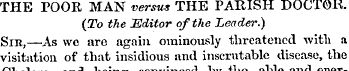 THE POOR MAN versus THE PARISH DOCTOR. (...