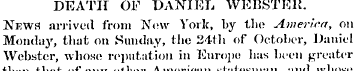 DEATH OF DANIEL W.EBSTKR. News arrived f...