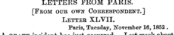 LETTERS FROM PARIS. [From our own Cobres...