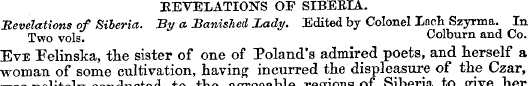 REVELATIONS OF SIBERIA. Revelations of S...